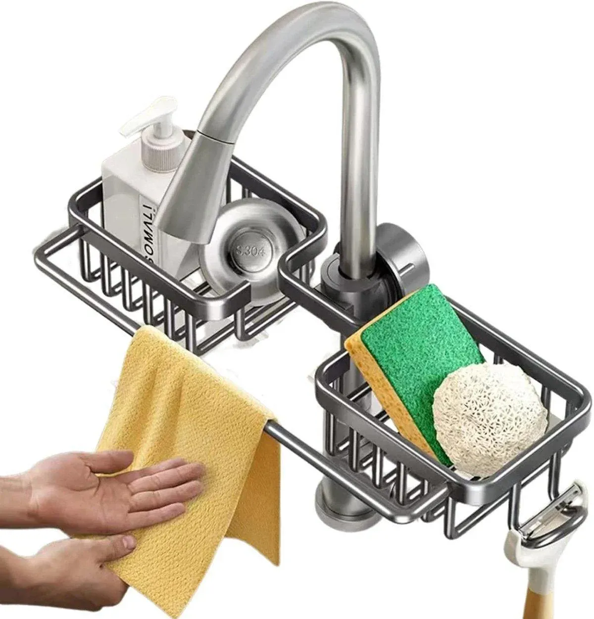 Multifunctional Faucet Shelf Kitchen Storage Sink Draining Basket Household Rack - Grey Multifunctional Faucet Shelf Kitchen Storage Sink Draining Basket Household Rack - Grey