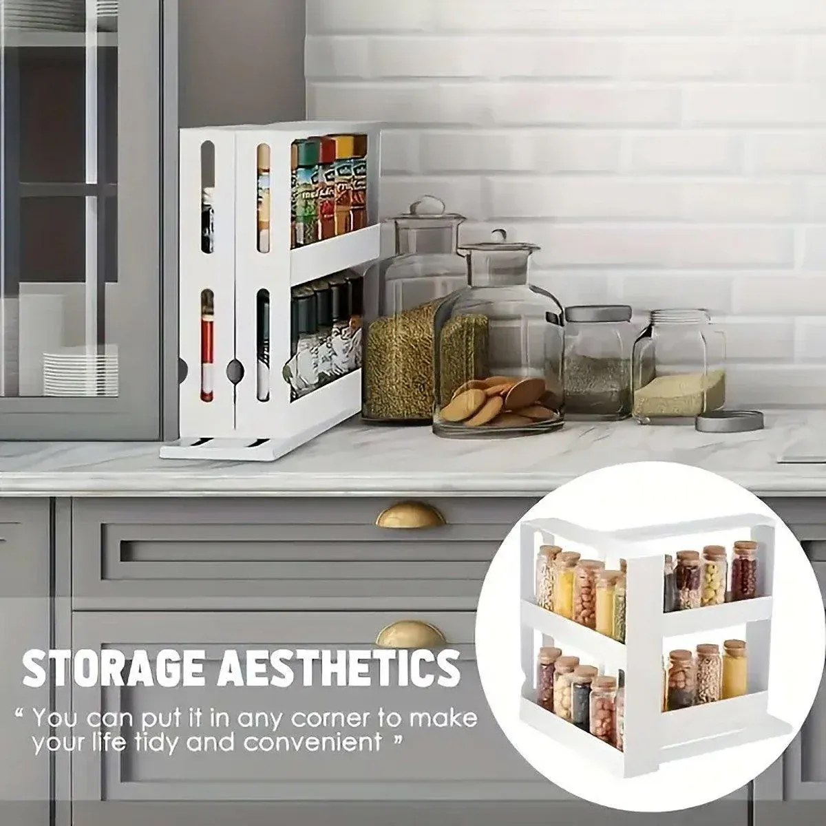 Rotating Spice Rack Kitchen Organizer Food Storage Rack Spice Organizer Stand