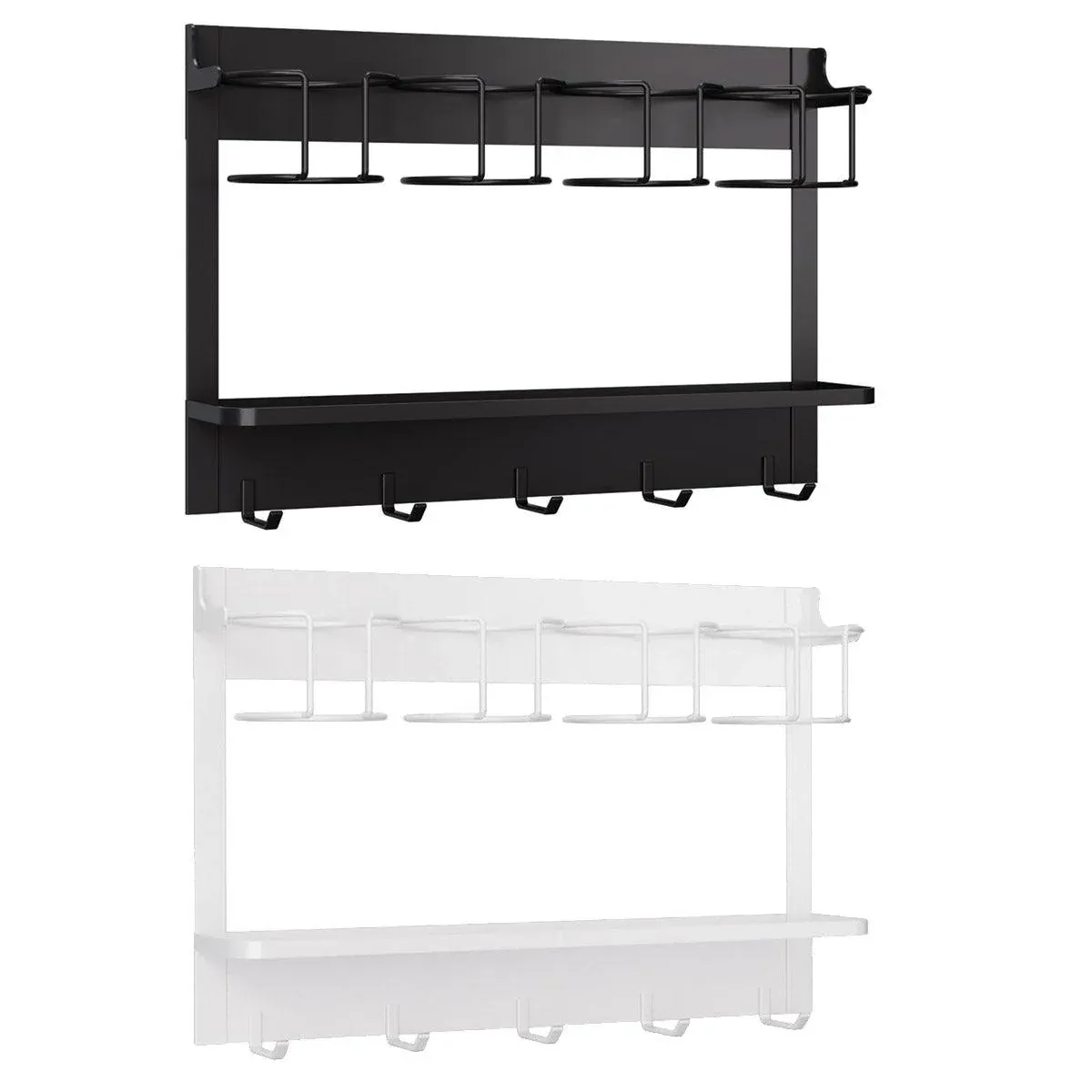 Magnetic Mug Organizer Cup Holder Wall Mount Storage for Kitchen Office Home Use - White