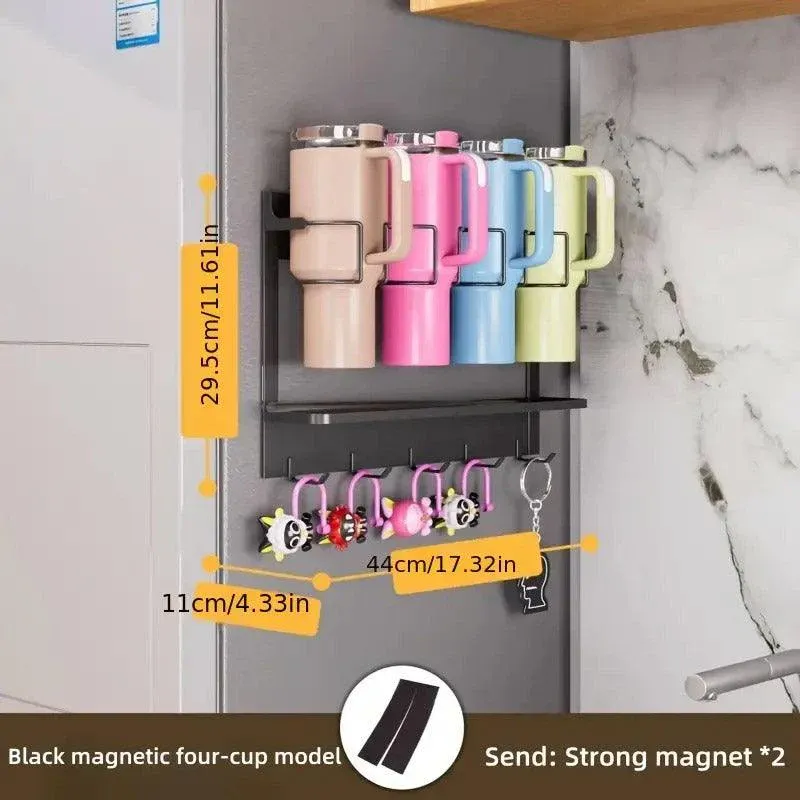Magnetic Mug Organizer Cup Holder Wall Mount Storage for Kitchen Office Home Use - White