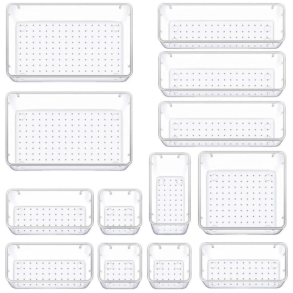 Transparent Plastic Drawer Organiser Set Multifunctional Desktop Storage Box - 13PCS Transparent Plastic Drawer Organiser Set Multifunctional Desktop Storage Box - 13PCS