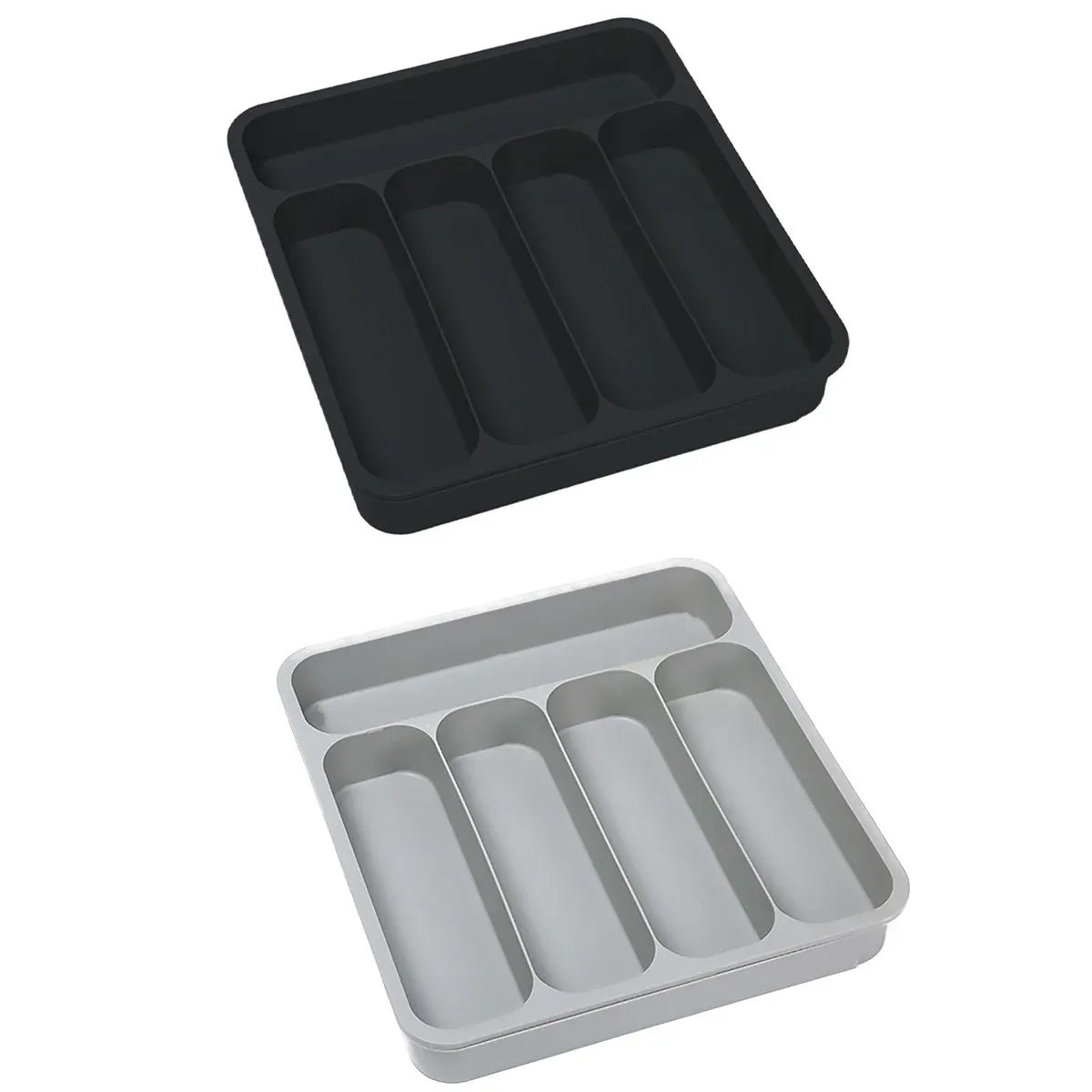 Expandable Cutlery Drawer Organizer Adjustable 6 Slot Kitchen Utensil Tray - Black