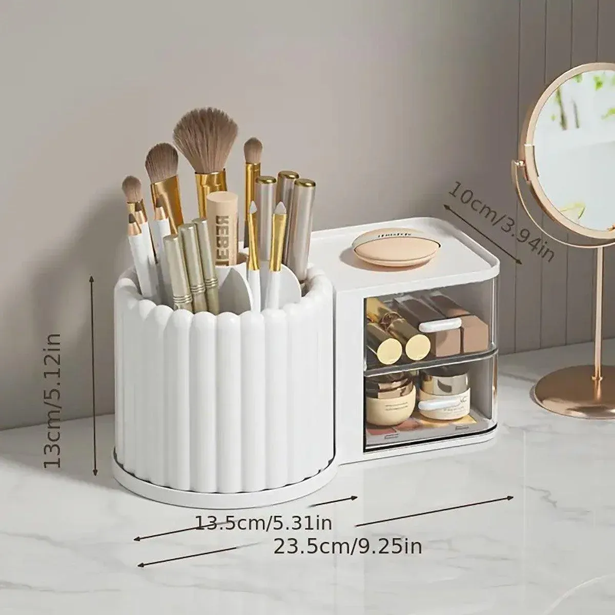 Rotating Cosmetic Pen Holder Dustproof Waterproof Storage Box Sanitary Organizer - White