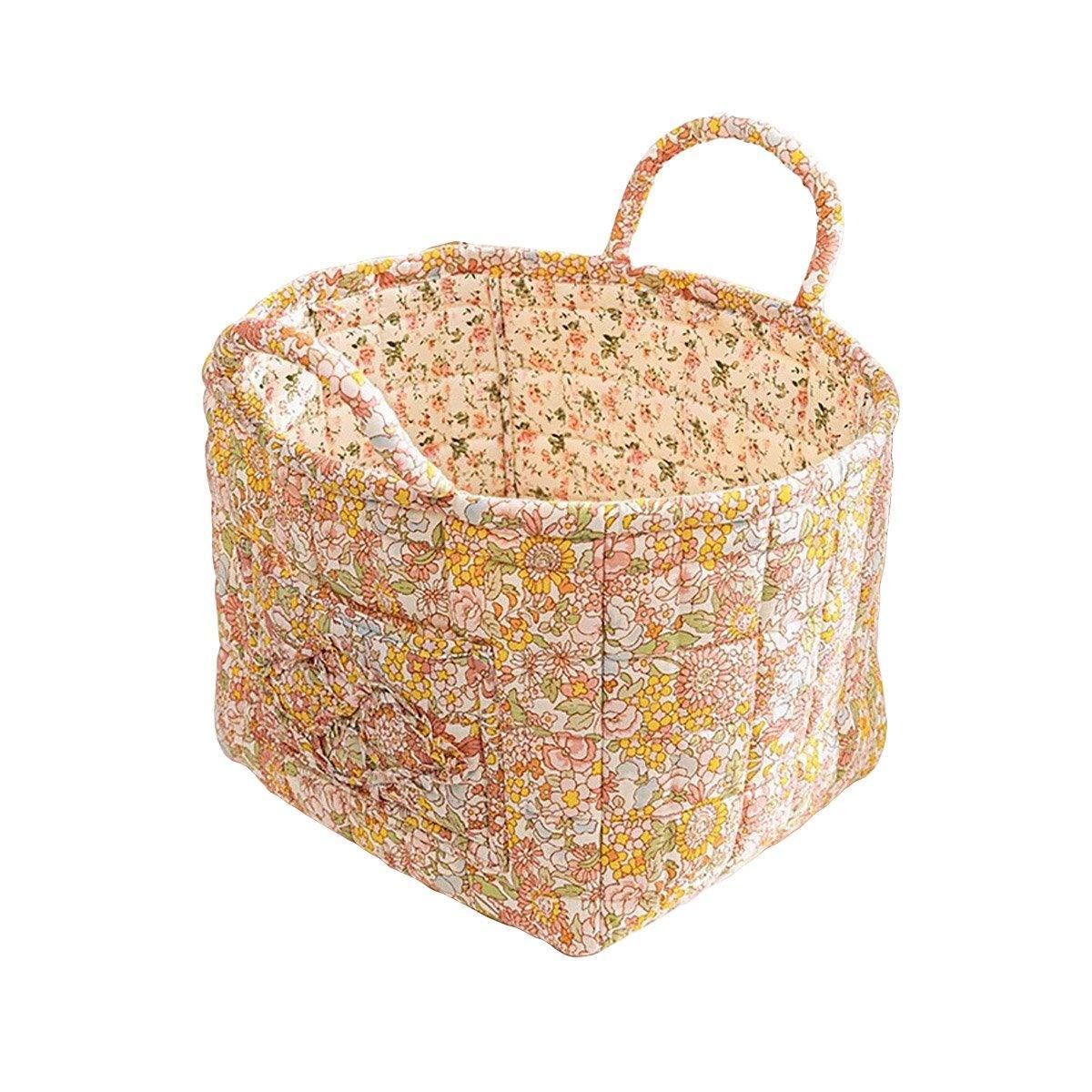 Portable Fabric Storage Basket Korean Pastoral Style Organizer for Home Sundries - Floral4 Portable Fabric Storage Basket Korean Pastoral Style Organizer for Home Sundries - Floral4