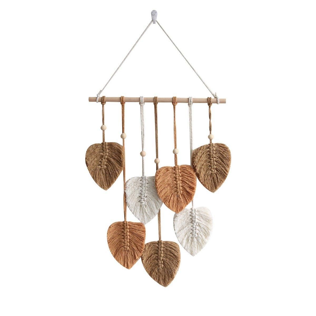 Handmade Braided Cotton Rope Leaves Wall Hanging Home Decoration Ornament - Khaki Handmade Braided Cotton Rope Leaves Wall Hanging Home Decoration Ornament - Khaki