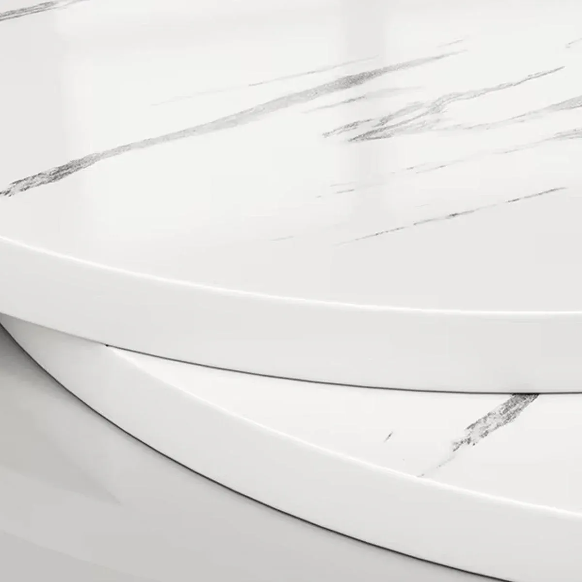 Round Side Table 2 Tier White Nightstand Coffee Sofa End Table Marble Design