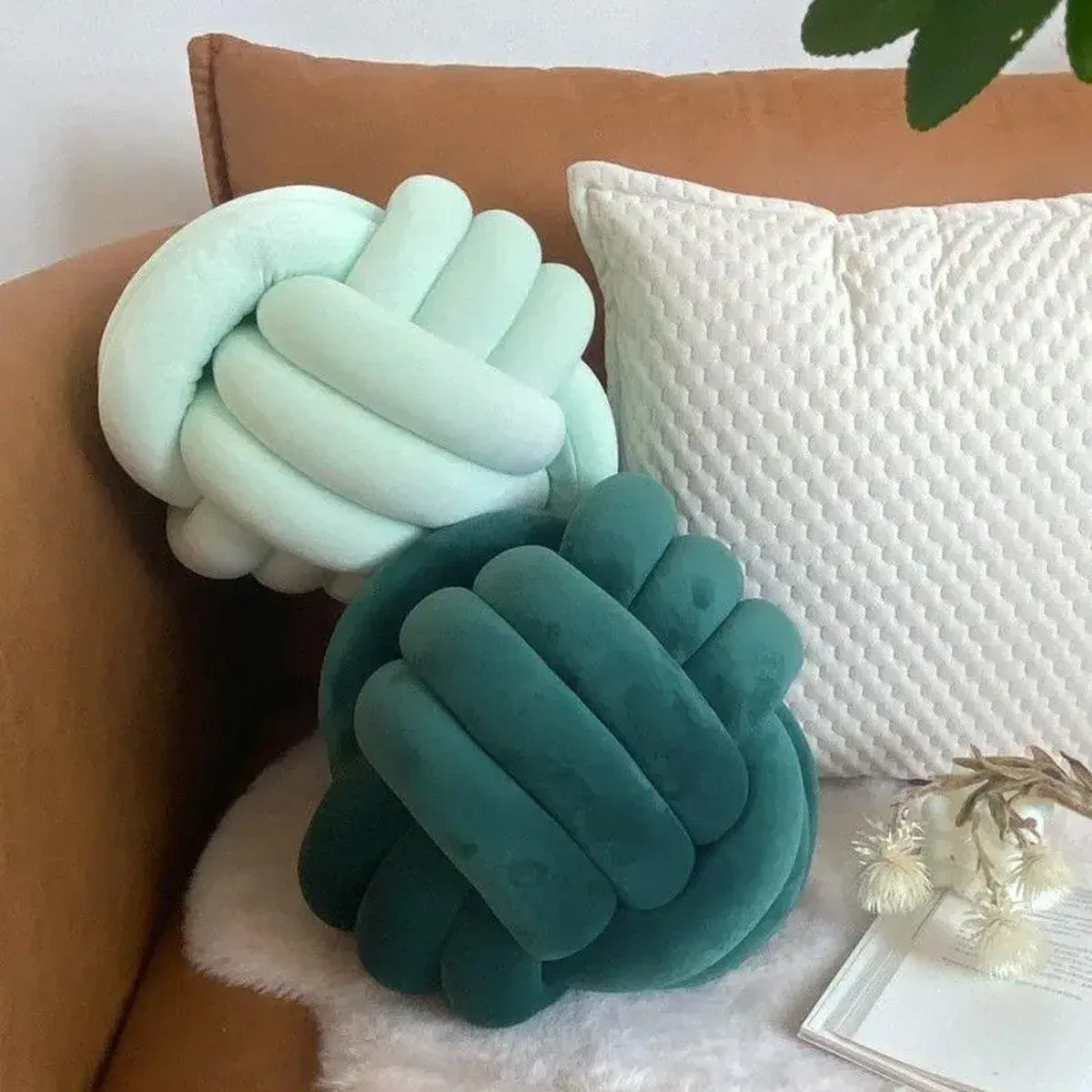 Three-Strand Braided Round Pillow Sofa Cushion Decorative Pillow for Living Room - Azure