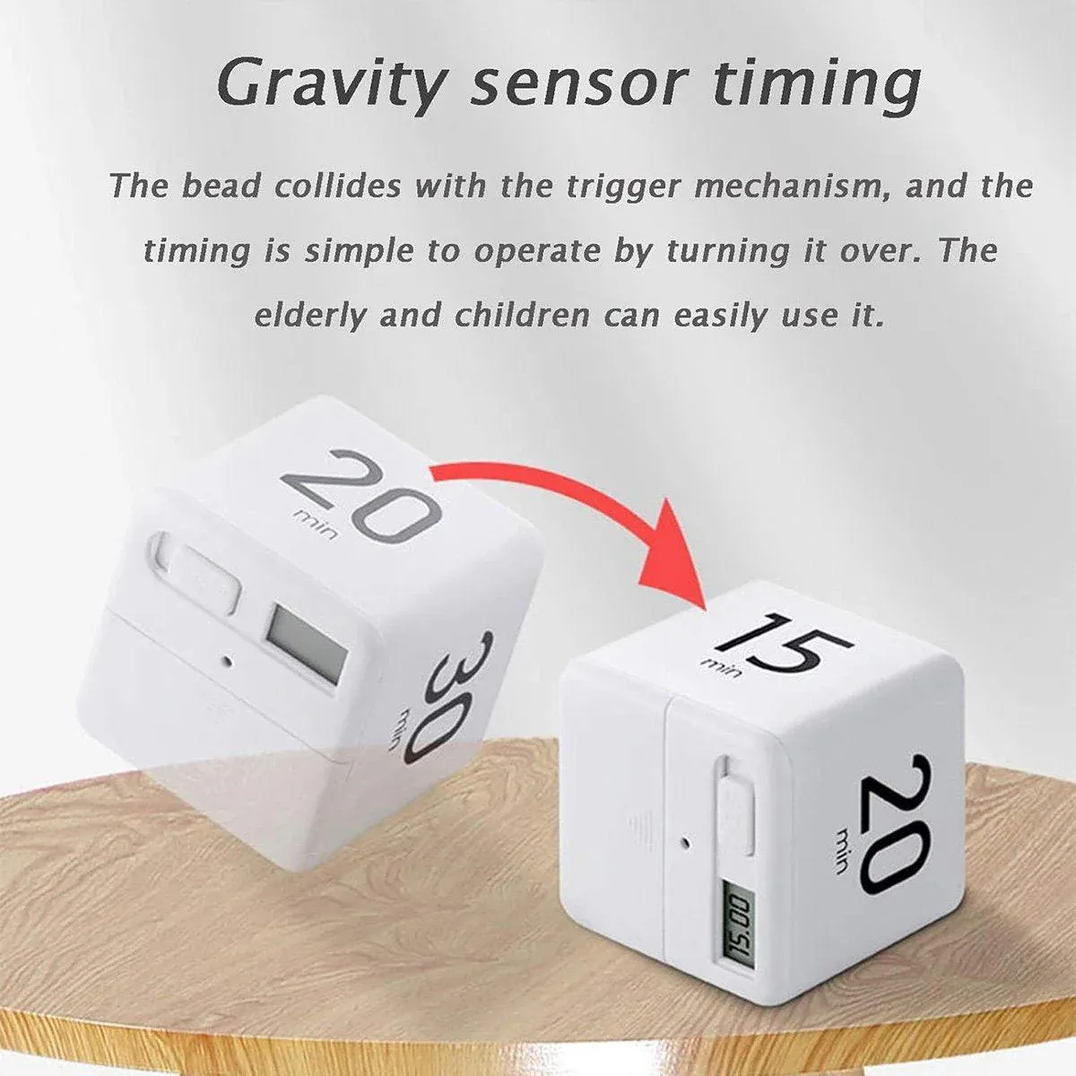 Cubic Timer for Students Time Management Study Exercise Reminder Tool Adjustable - 15-20-30-60