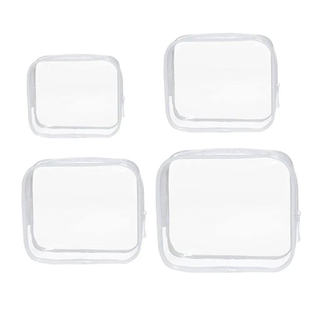 4pcs Durable PVC Cosmetic Bags Easy to Clean Multiple Sizes and Colours 9 Shades - 4pcs-White