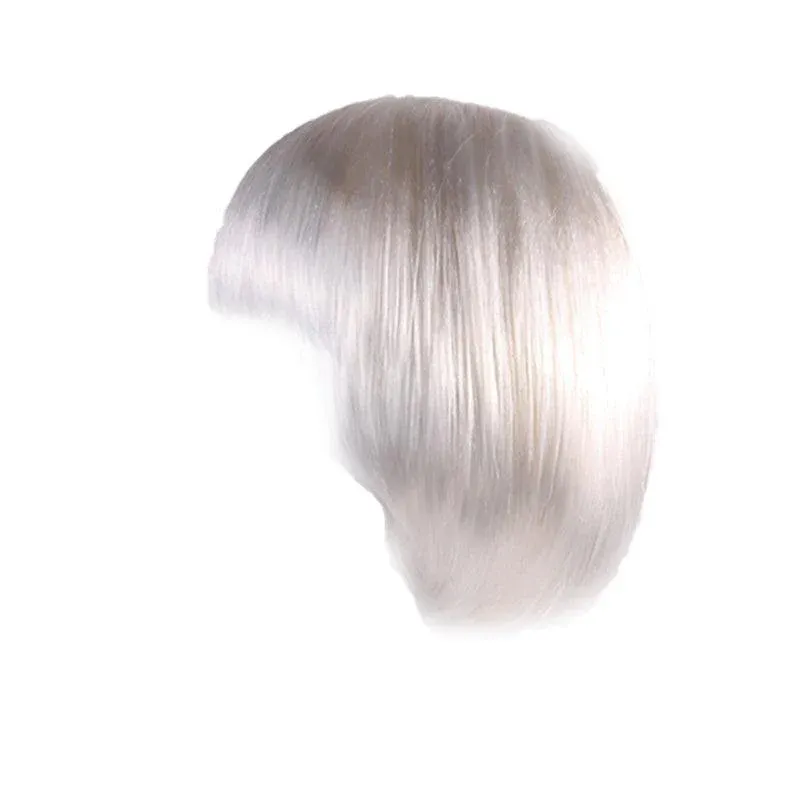 Short Bob Wig with Bangs for Women Synthetic Cosplay Party Hair in 14 Colours - White