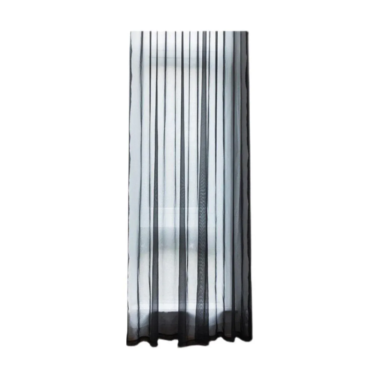 Sheer Voile Curtains Rod Pocket Window Panel for Bedroom 140cm x 230cm Drapes - Black Sheer Voile Curtains Rod Pocket Window Panel for Bedroom 140cm x 230cm Drapes - Black