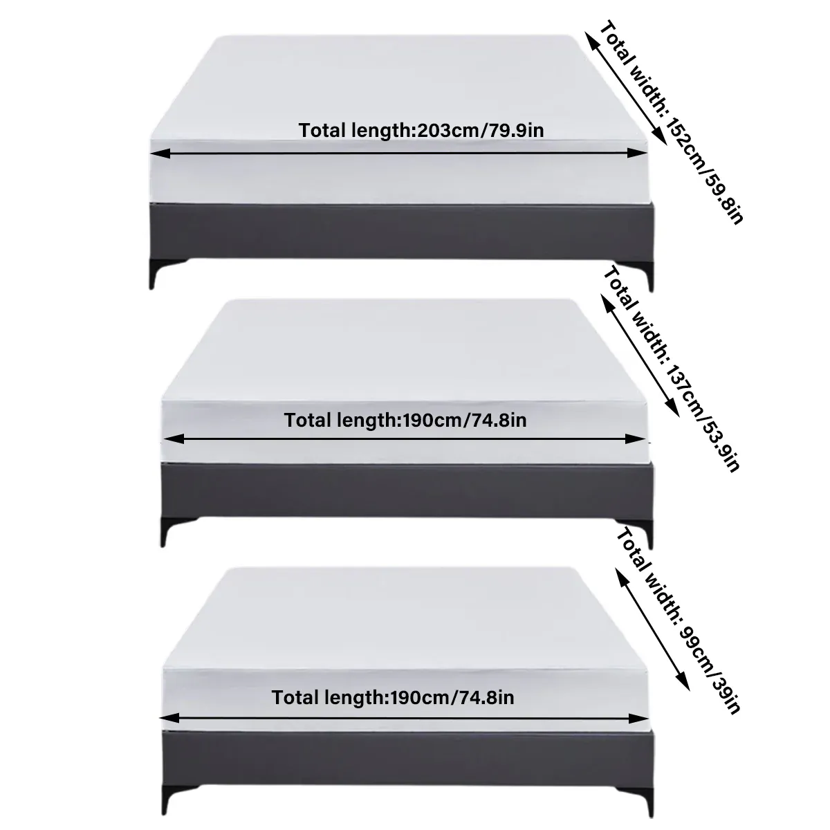 Waterproof Mattress Protector Fitted Sheet Bed Cover for Single King Single Double Queen - 152x203cm