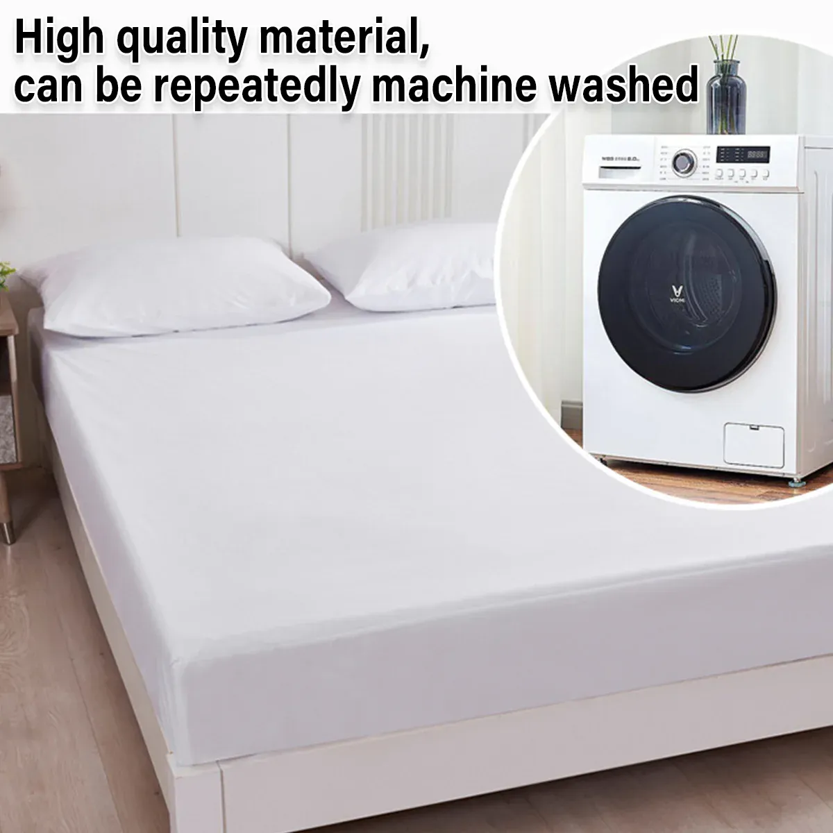 Waterproof Mattress Protector Fitted Sheet Bed Cover for Single King Single Double Queen - 99x190cm