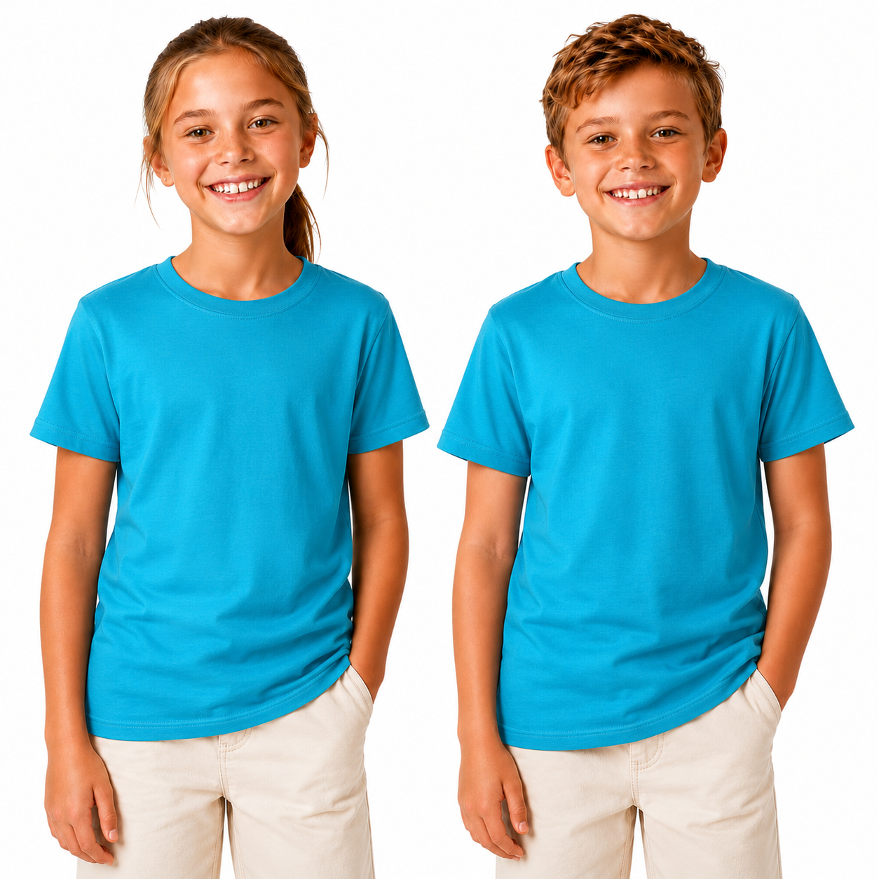 KIDS PLAIN T SHIRT Childrens Child 100% COTTON Boys Girls Basic Blank Tee Top - Bright Mint - 10