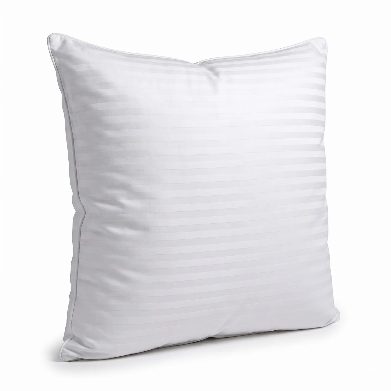 2x 100% Cotton European Pillowcase 400 Thread Count Hotel Quality - Striped White (65x65cm)