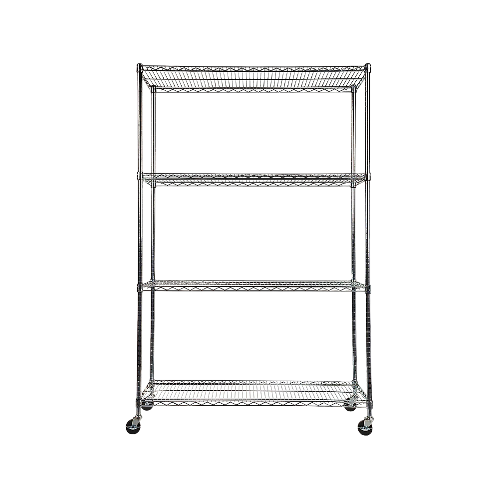 Modular Wire Storage 90x45cm Steel Shelving Chrome With Wheels For Garage Warehouse Or Kitchen Organisation