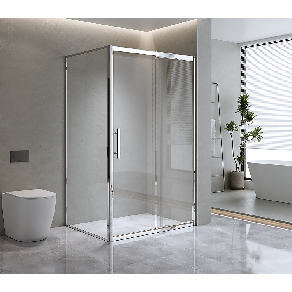 150mm Adjustable (1850x800mm) Single Door Corner Sliding Glass Shower Screen in Chrome