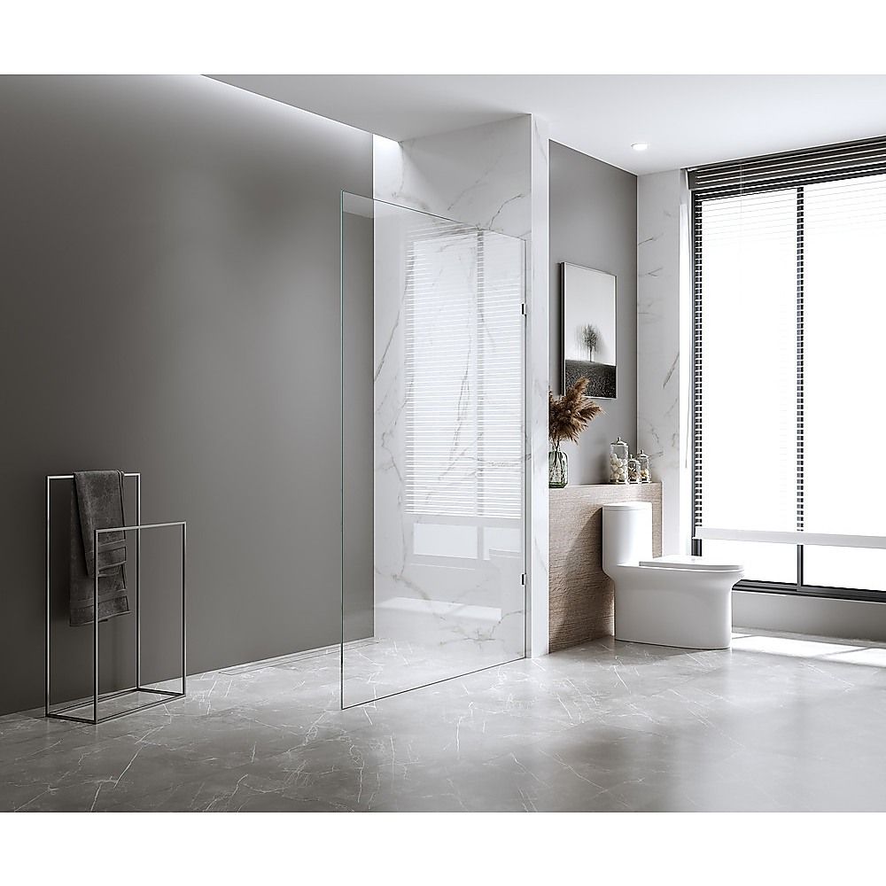 120x200cm Glass Shower Screen with Black F-Brackets