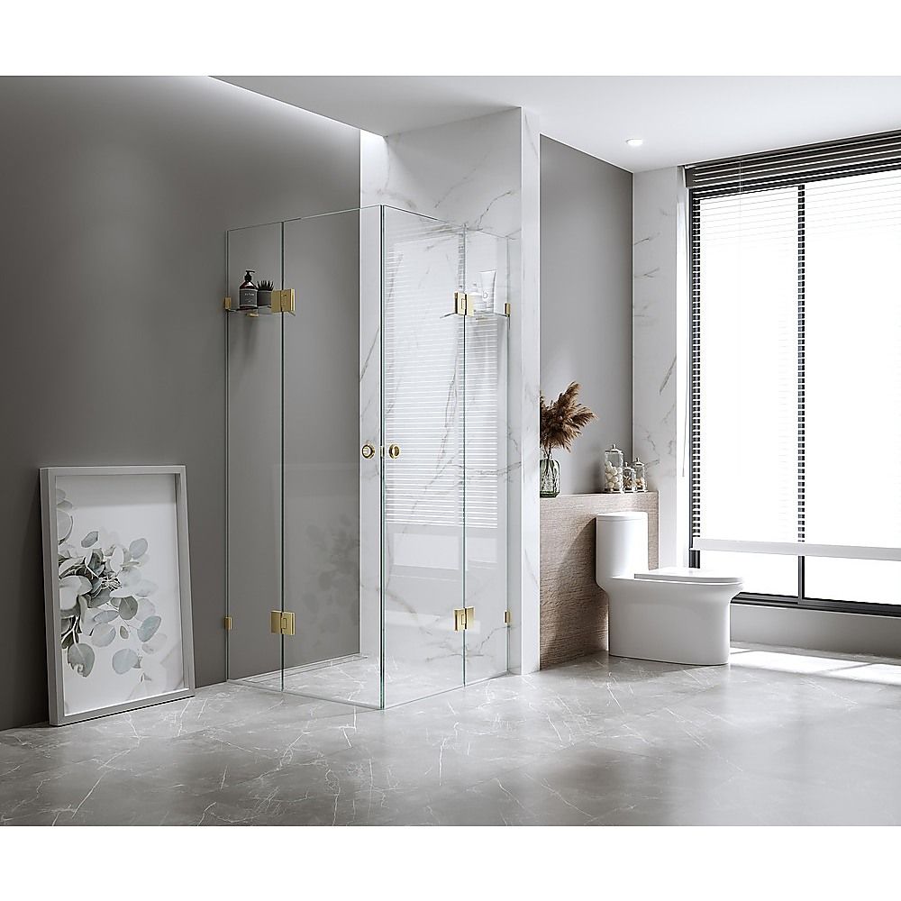 110x110cm Double Door Corner Shower – Gunmetal U-Brackets with SS Hinges for Contemporary Bathrooms