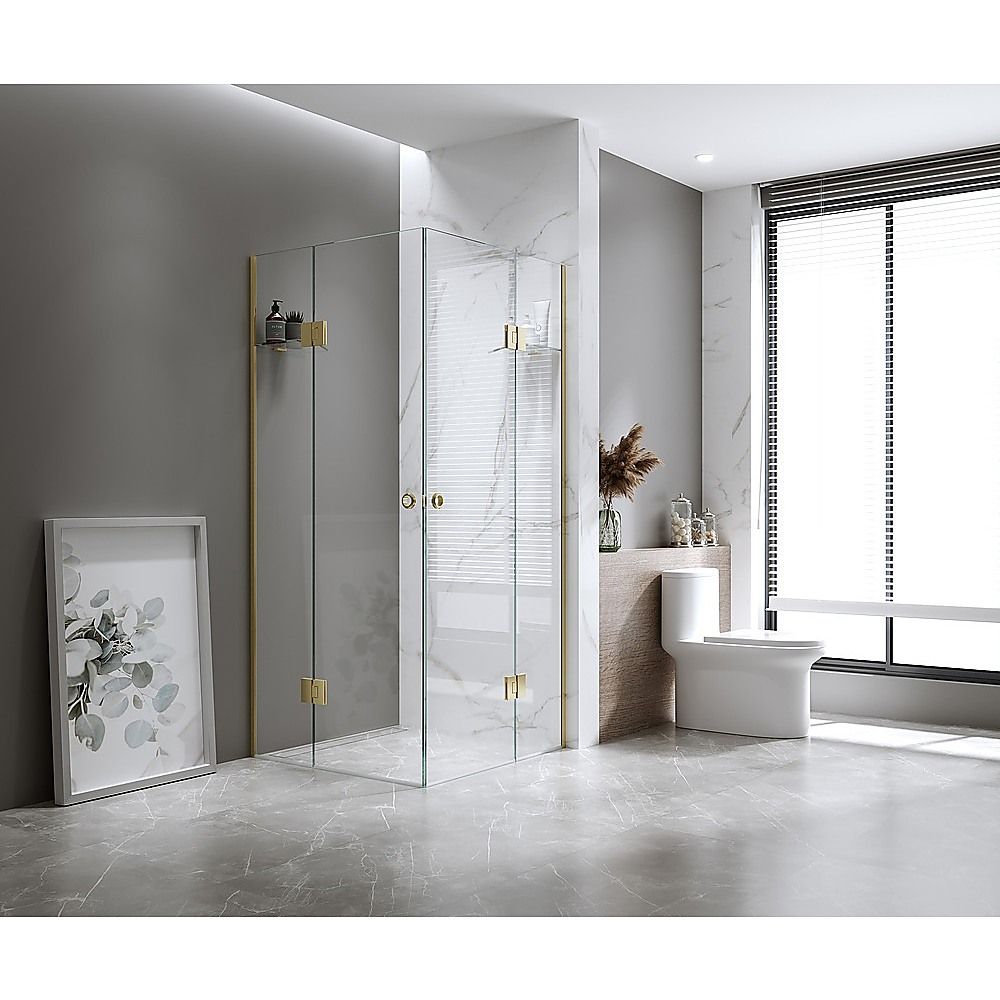 100x110cm Double Door Corner Shower with Black Channels and SS Hinges