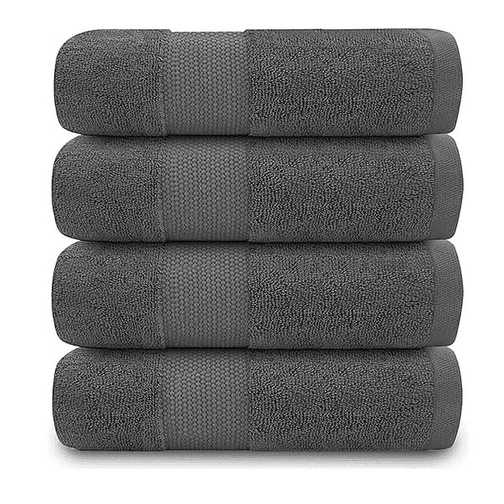 Bath Towels 500 GSM Grey Luxury Cotton Hotel Towel 4 Pack Super Absorbent Soft Drying Comfort