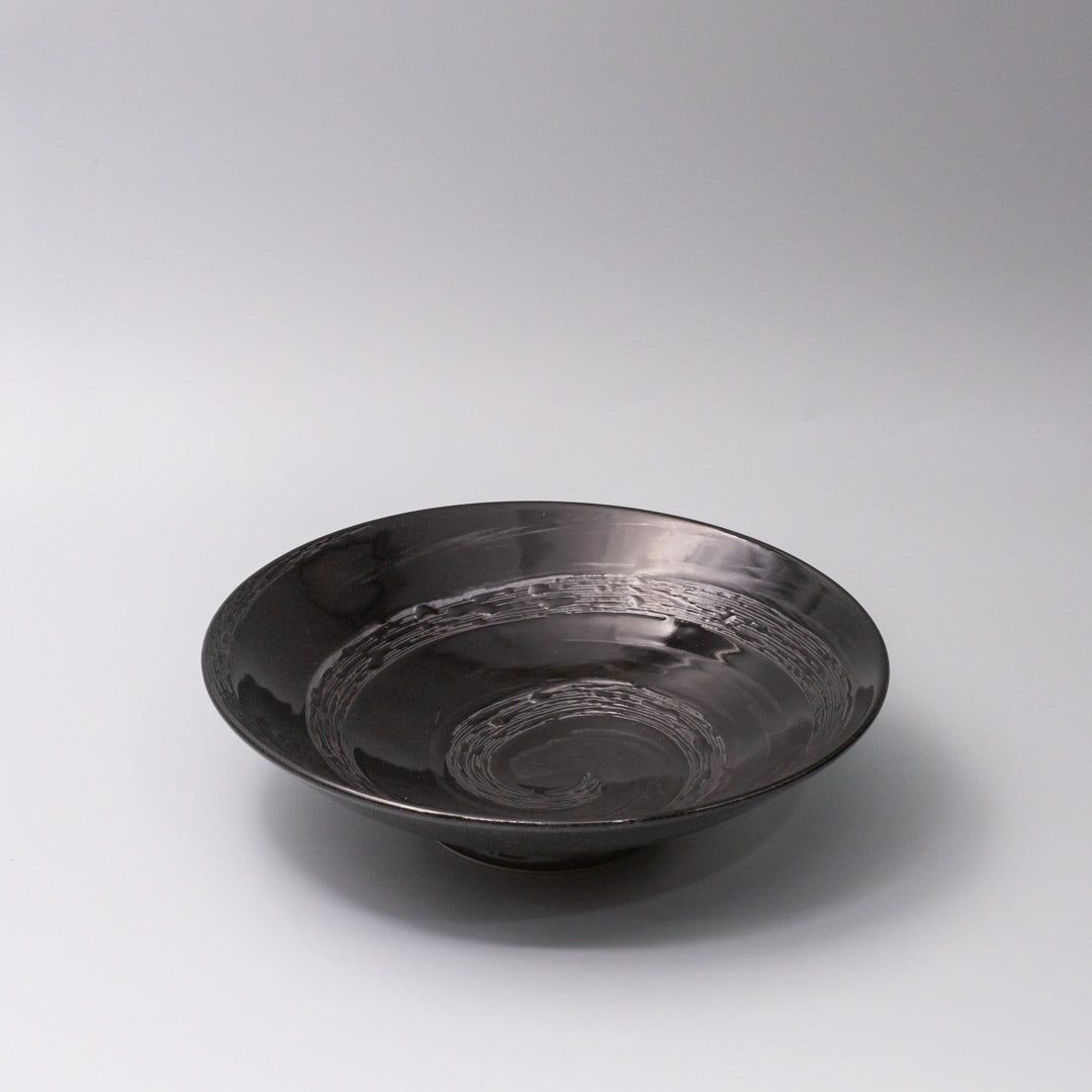 Serving Bowl 28cm Black Swirl Glaze Serving Bowl 28cm Black Swirl Glaze