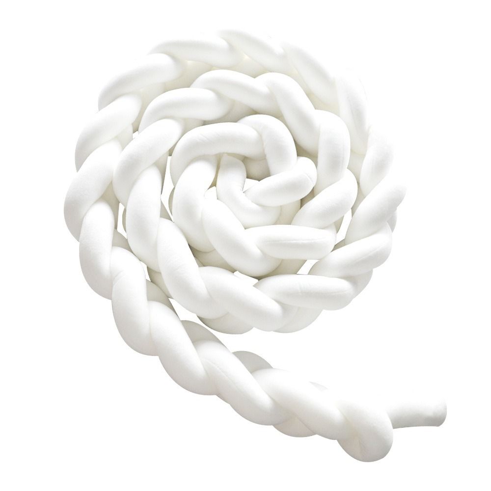 White 2M Nordic 3-Strand Hand-Braided Knot Long Pillow - Soft Plush Sofa Cushion