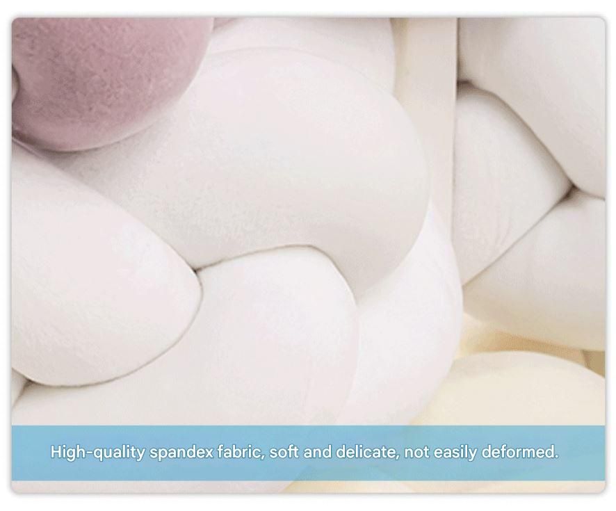 White & Pink 2M Nordic 3-Strand Hand-Braided Knot Long Pillow - Soft Plush Sofa Cushion