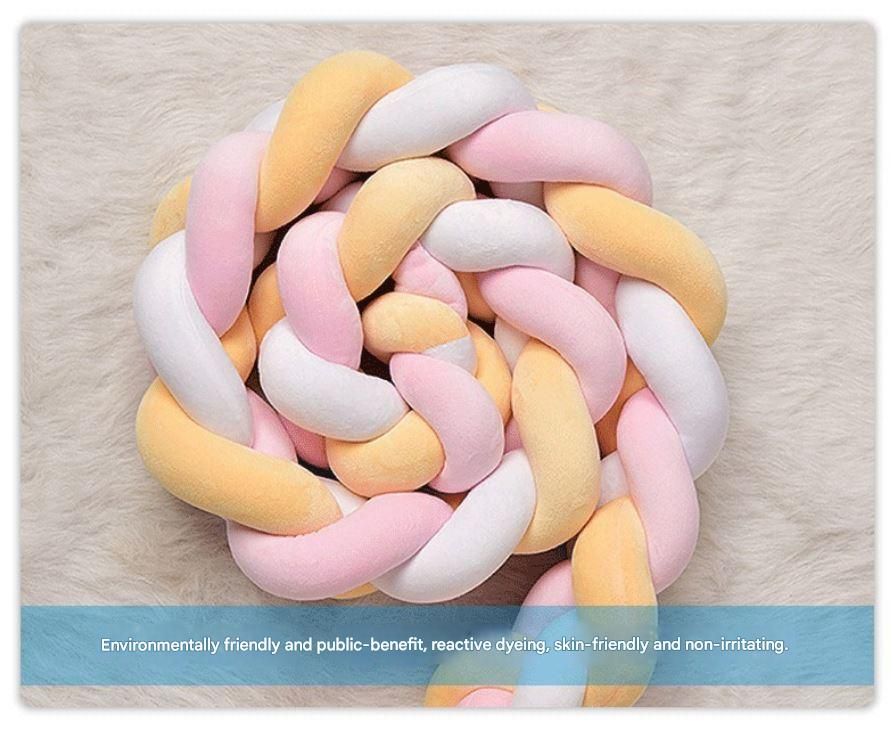 White & Grey & Pink 2M Nordic 3-Strand Hand-Braided Knot Long Pillow - Soft Plush Sofa Cushion