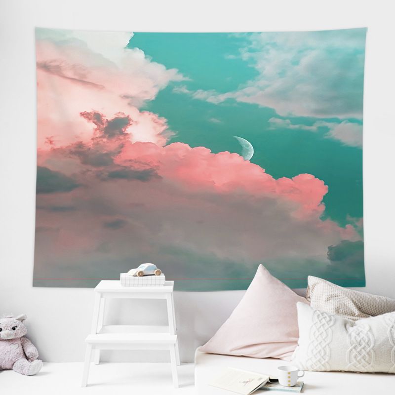 Sun and Flower Motifs Wall Tapestry 200x150cm - Soft Plush Fabric Hanging for Bedroom