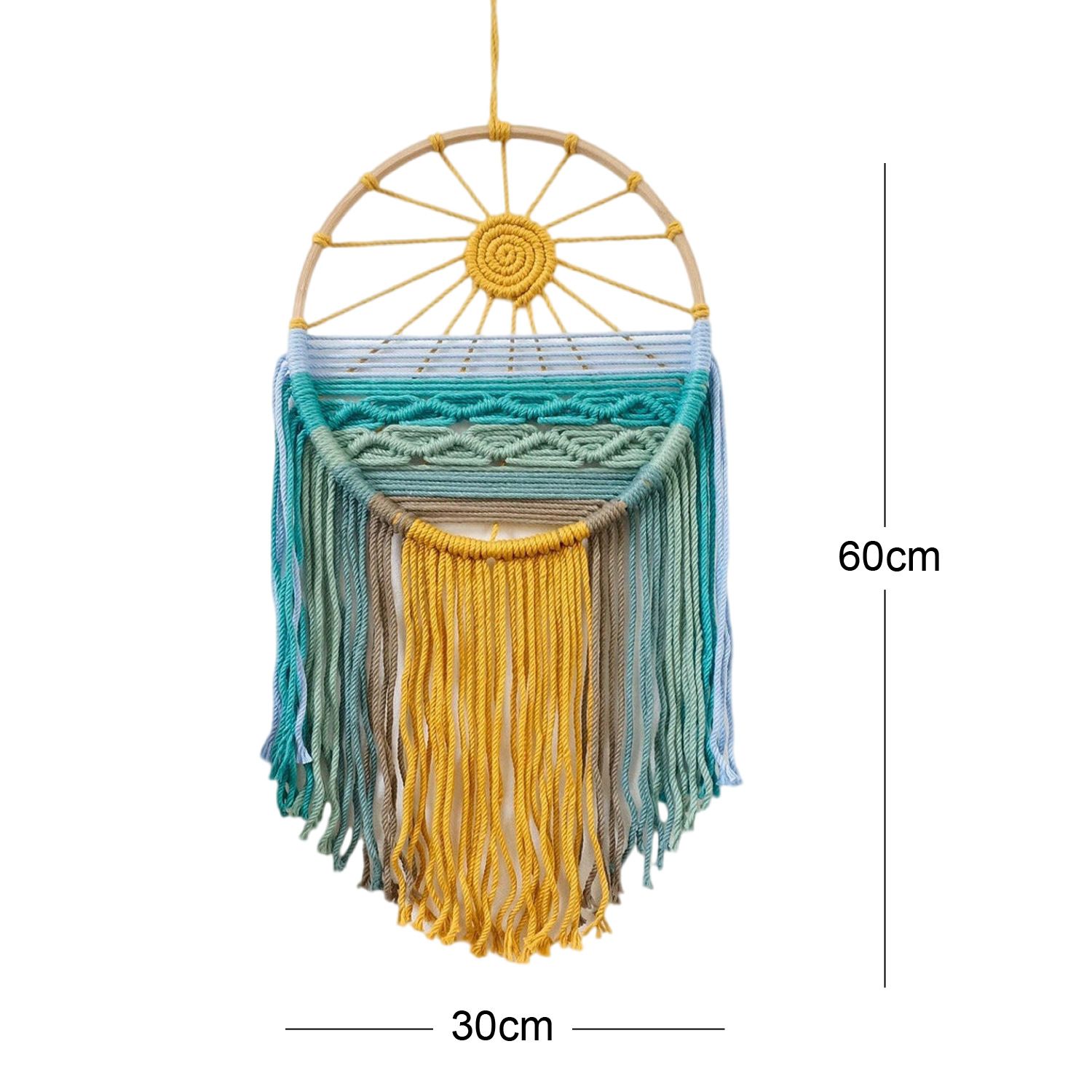 Style 2 Hand-Woven Cotton Rope Sunrise Sunset Wall Hanging - Bohemian Macrame Tapestry with Tassels