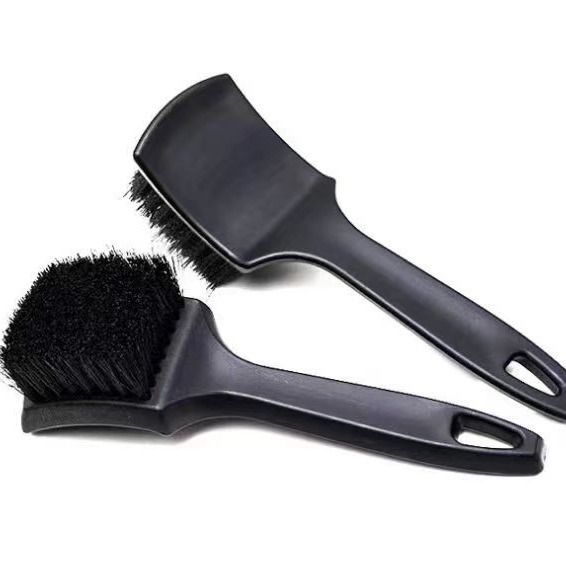 Black Car Tire & Detailing Brush - 2-Pack Stiff Bristle Scrubber for Wheels, Mats, and Upholstery