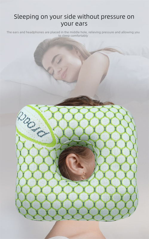 Light Pink Ear Piercing Pillow - Soft Side Sleeper Cushion with Hollow Center for Pressure Relief