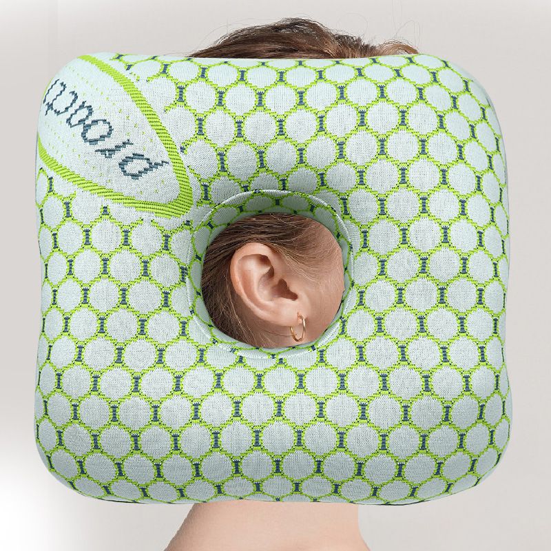 Light Gold Ear Piercing Pillow - Soft Side Sleeper Cushion with Hollow Center for Pressure Relief