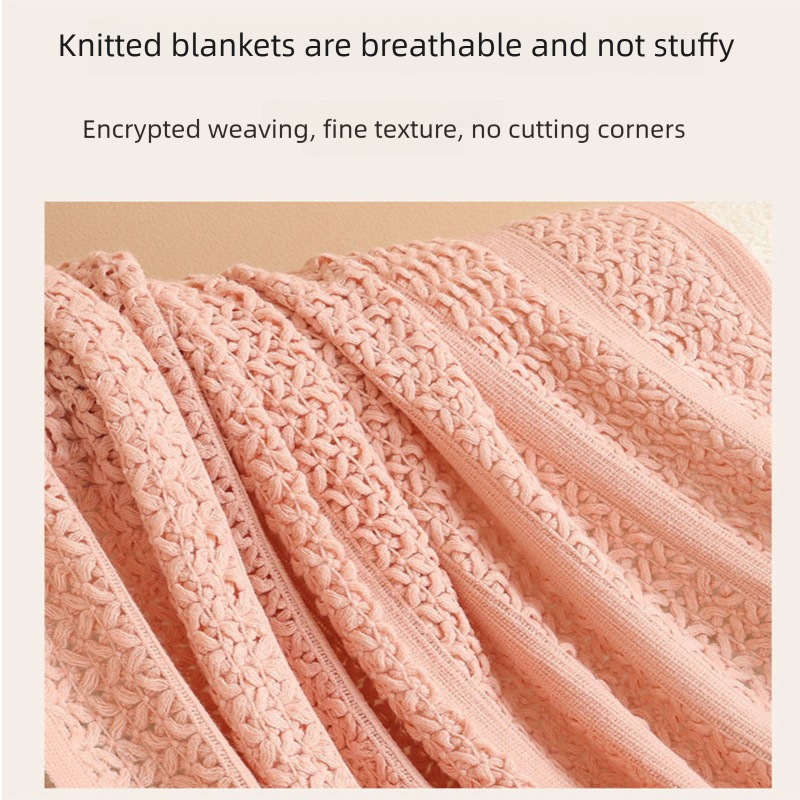 Yellow Elegant Openwork Knitted Throw Blanket with Tassels - 127x180cm Large Decorative Soft Sofa Blanket for Living Room & Bedroom - Breathable Cozy Cover for Travel & Office Nap