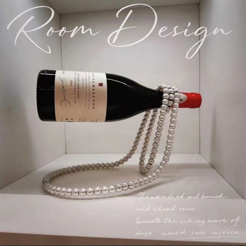 White Luxury Pearl Floating Wine Rack - Creative Gravity-Defying Wine Bottle Holder