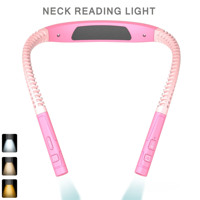 Pink LED Rechargeable Ergonomic Neck Reading & Running Light - Timer