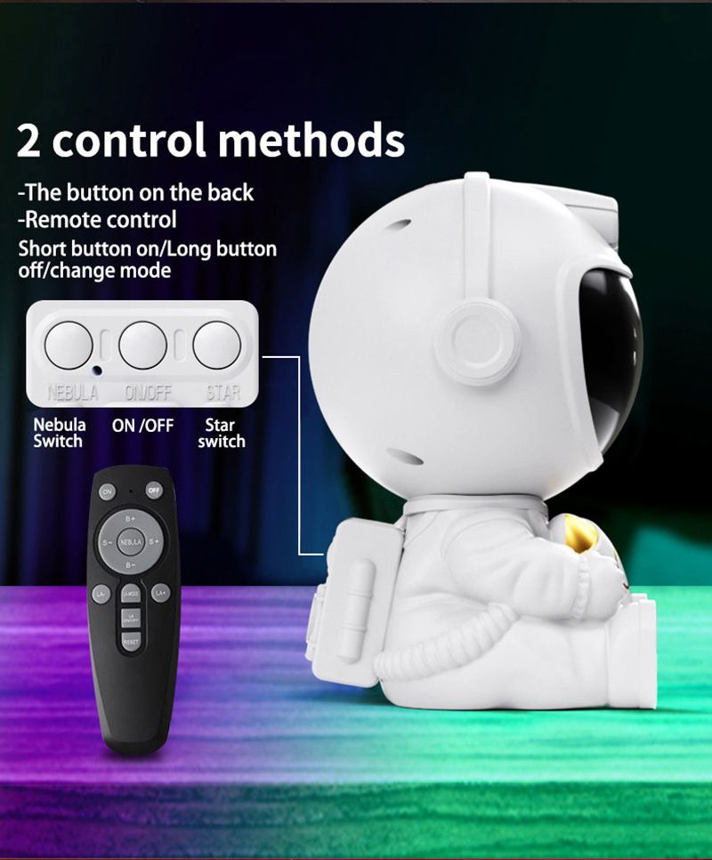 USB Powered Astronaut Nebula Projector & Starry Night Ambient Light with Airplane Accents - 8 Nebula Effects