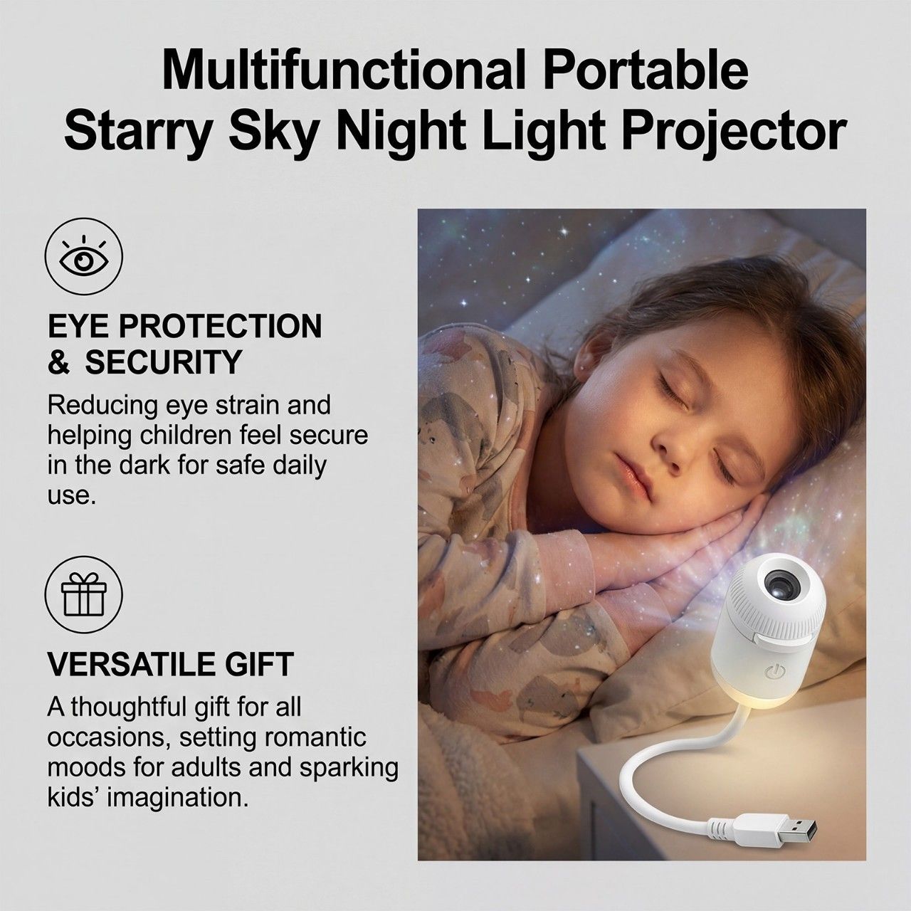 Portable USB Galaxy Night Light Projector with 6 Projection Films - Touch-Controlled Rotating Starry Sky Lamp for Bedroom