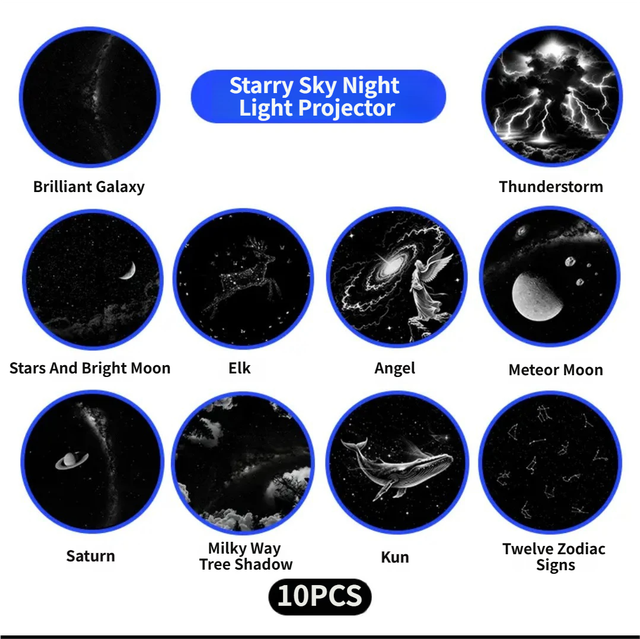 Portable USB Galaxy Night Light Projector with 10 Projection Films - Touch-Controlled Rotating Starry Sky Lamp for Bedroom