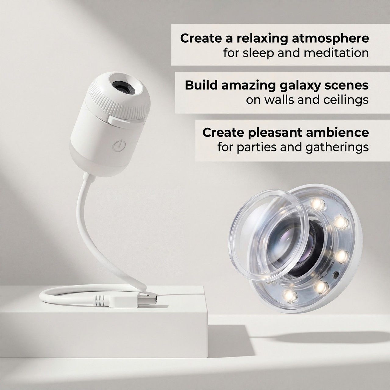 Portable USB Galaxy Night Light Projector with 10 Projection Films - Touch-Controlled Rotating Starry Sky Lamp for Bedroom