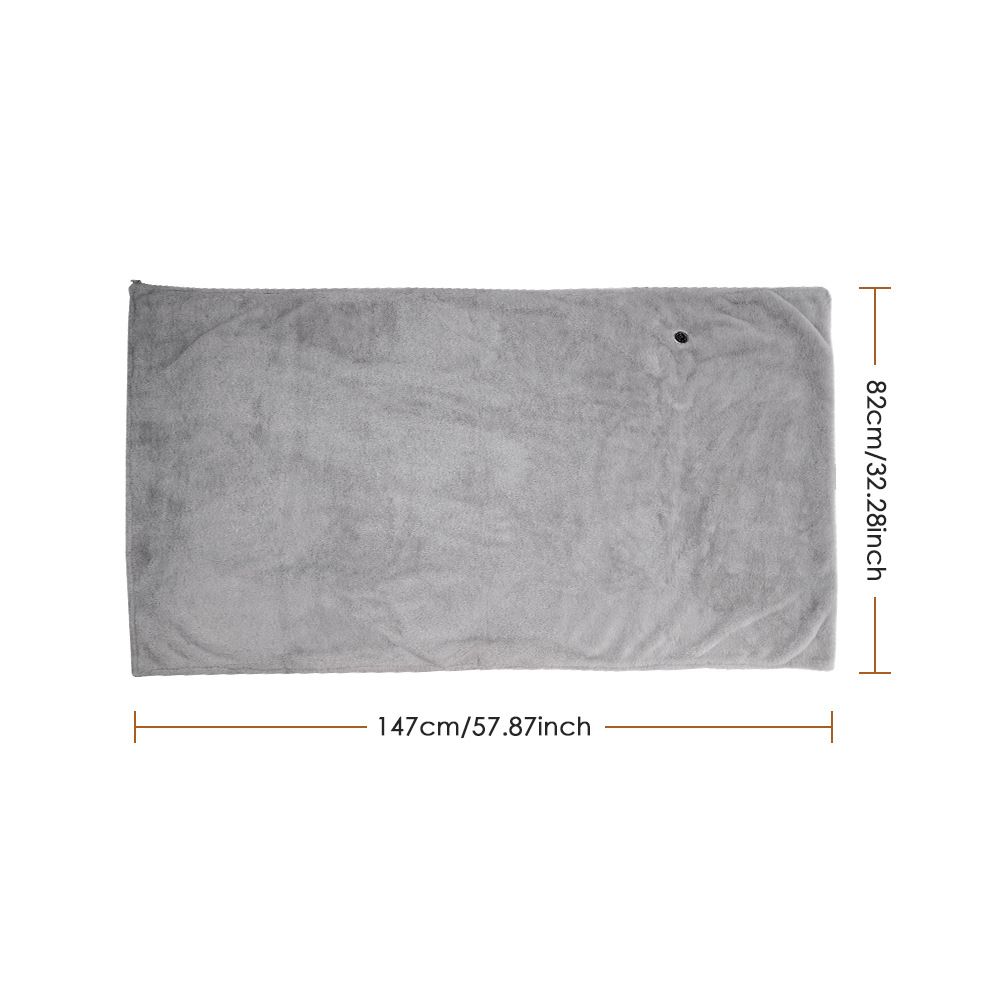 147x82CM Grey Soft Faux Rabbit Fur USB Powered Heated Shawl Blanket with Wearable Zipper