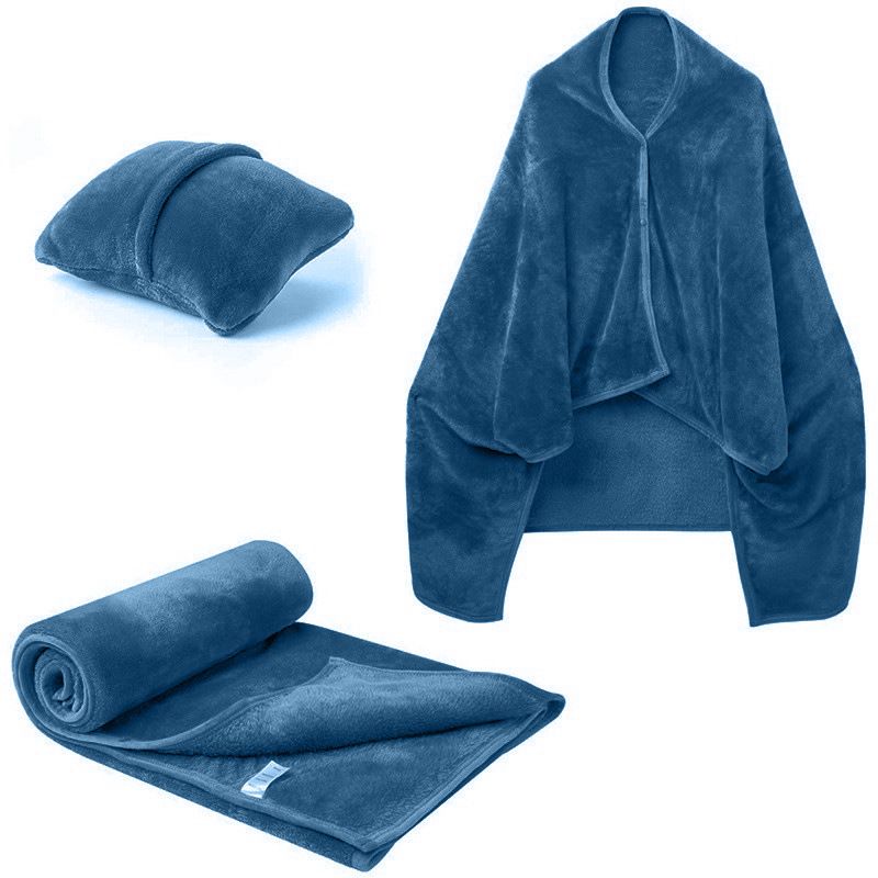 3-in-1 Portable Travel Blanket / Pillow / Wearable Shawl with Snap & Envelope Folding Design - 230GSM Soft Flannel Thickened Nap Blanket for Airplane Office Home 3-in-1 Portable Travel Blanket / Pillow / Wearable Shawl with Snap & Envelope Folding Design - 230GSM Soft Flannel Thickened Nap Blanket for Airplane Office Home