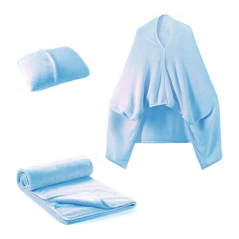 3-in-1 Portable Travel Blanket / Pillow / Wearable Shawl with Snap & Envelope Folding Design - 230GSM Soft Flannel Thickened Nap Blanket for Airplane Office Home 3-in-1 Portable Travel Blanket / Pillow / Wearable Shawl with Snap & Envelope Folding Design - 230GSM Soft Flannel Thickened Nap Blanket for Airplane Office Home