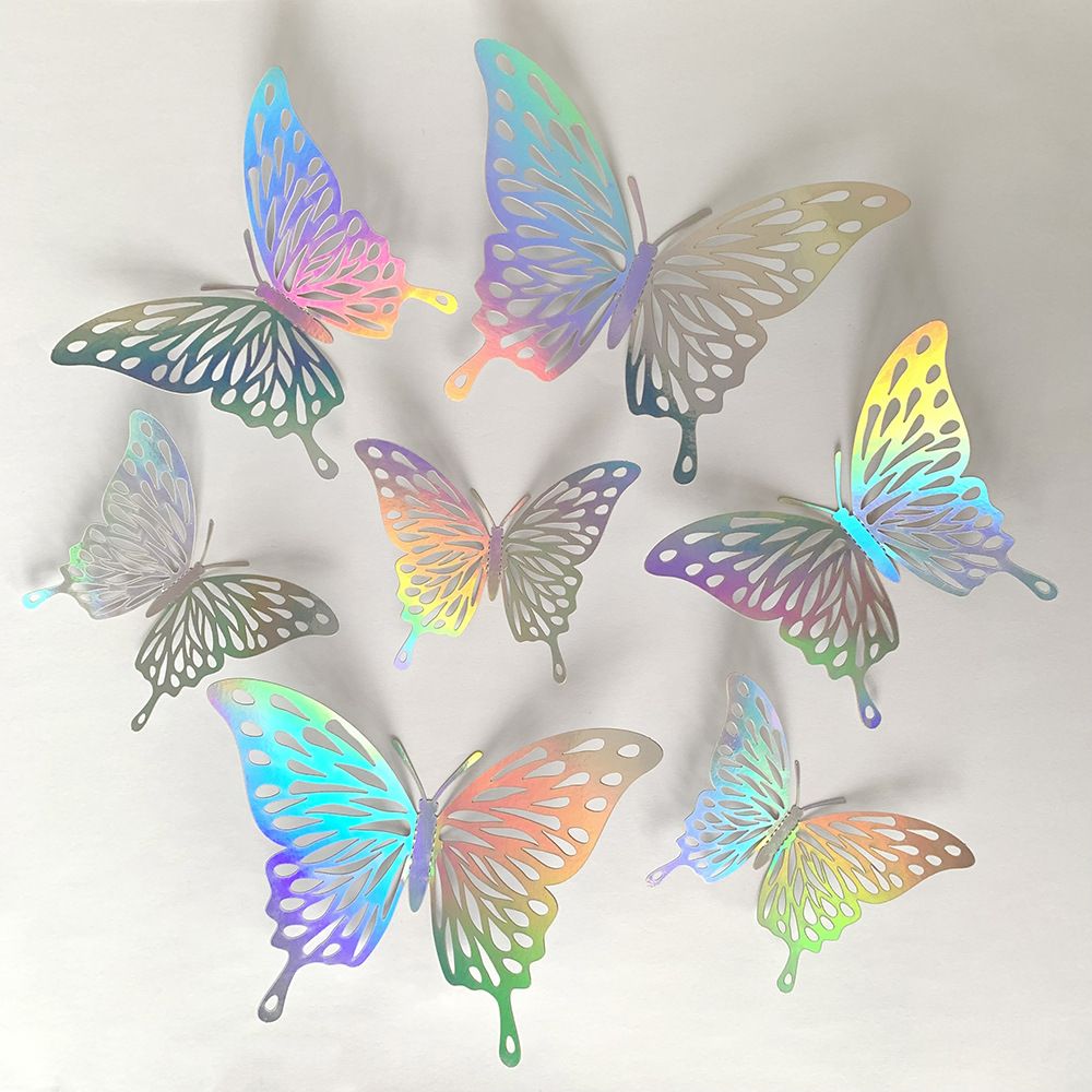 3D Butterfly Wall Stickers - Iridescent Silver Paper - 72pcs Set 3D Butterfly Wall Stickers - Iridescent Silver Paper - 72pcs Set