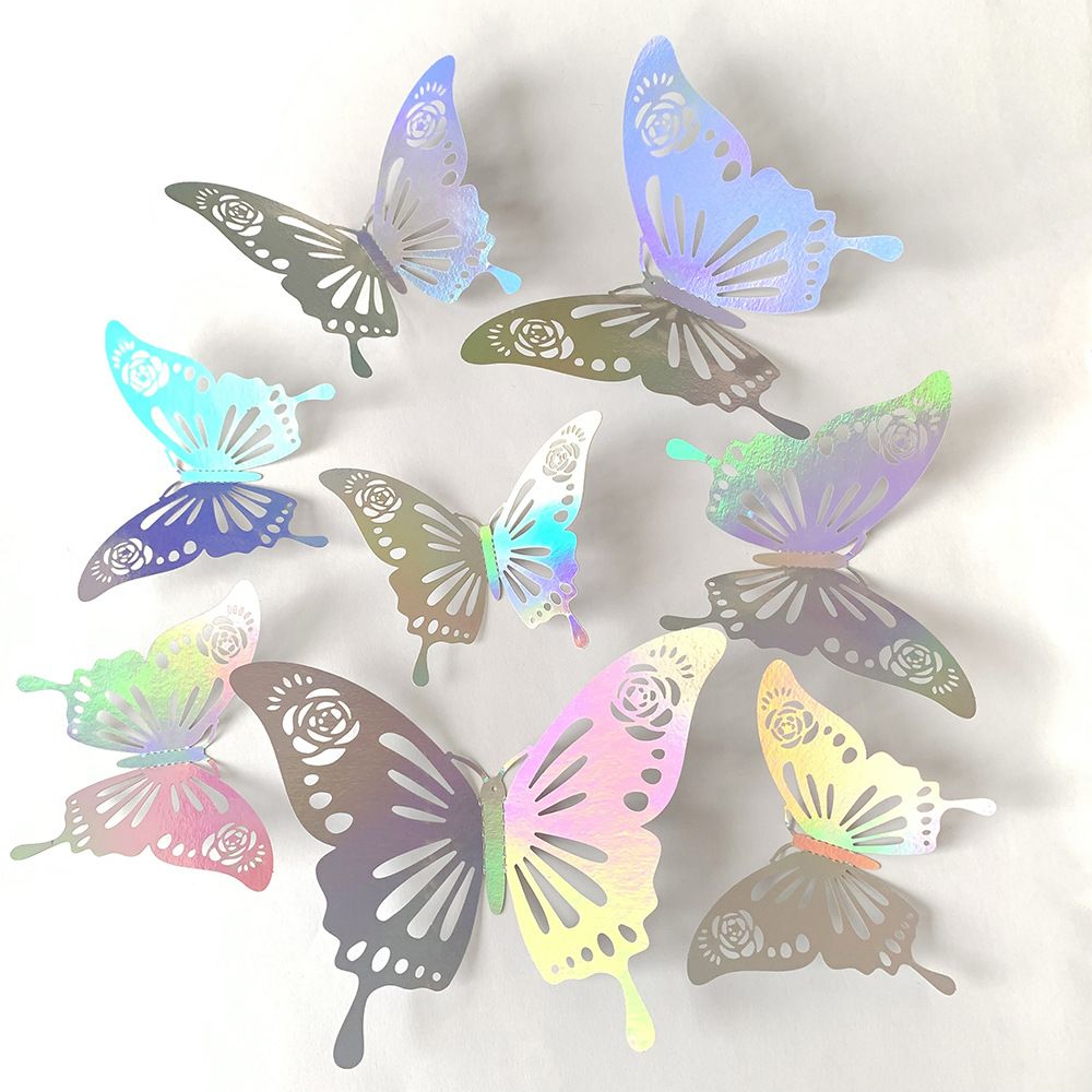 3D Butterfly Wall Stickers - Iridescent Silver Paper - 72pcs Set 3D Butterfly Wall Stickers - Iridescent Silver Paper - 72pcs Set