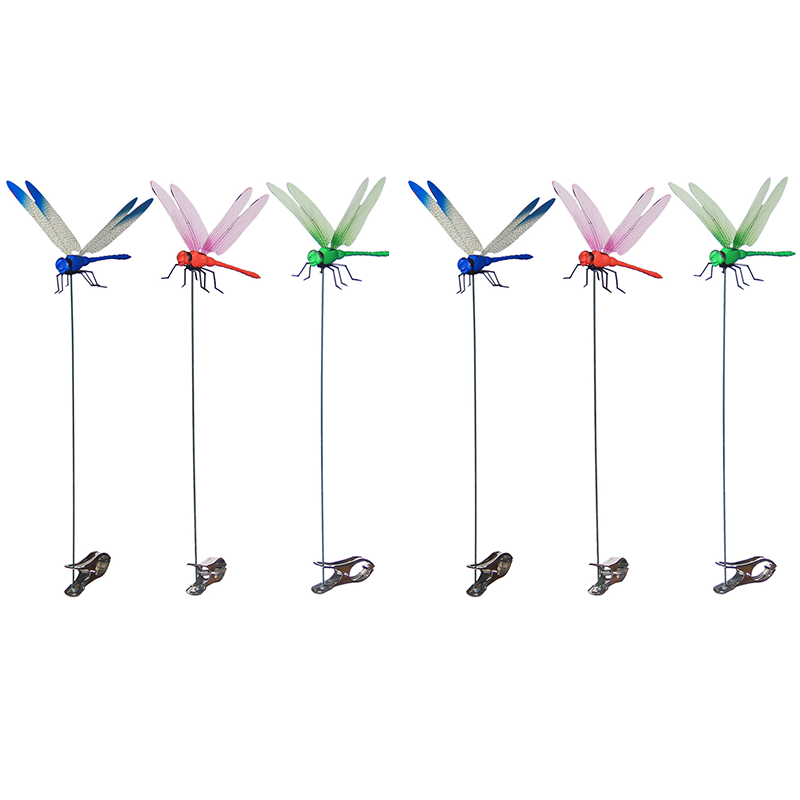 6-piece Blue and Red and Green 3D Dragonfly Clip - Adjustable Wings, Multi-Colour PVC Garden Decor for Outdoor Camping, Fishing & Home Use