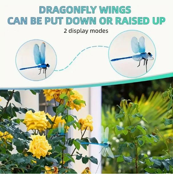 6-piece Blue and Red and Green 3D Dragonfly Clip  - Adjustable Wings