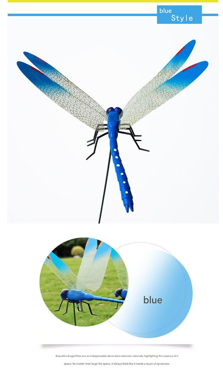 6-piece Blue and Red and Green 3D Dragonfly Clip  - Adjustable Wings