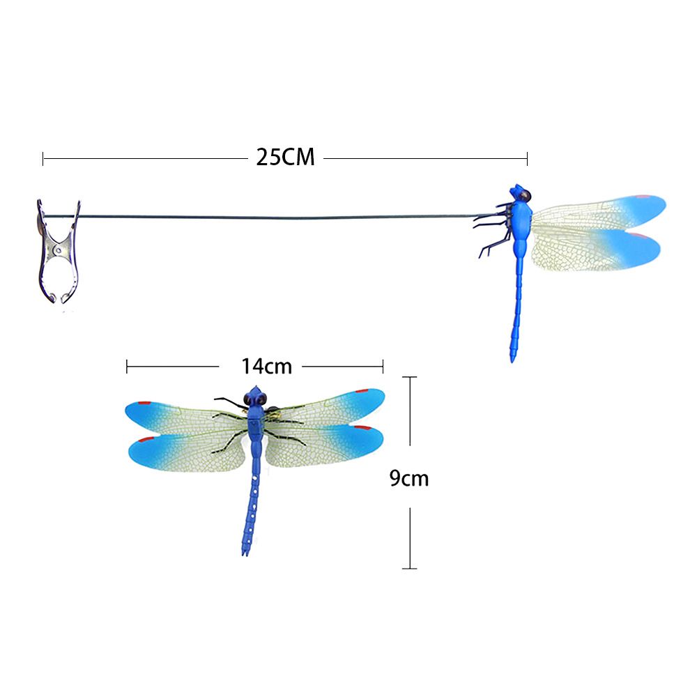 6-piece Blue and Red and Green 3D Dragonfly Clip  - Adjustable Wings